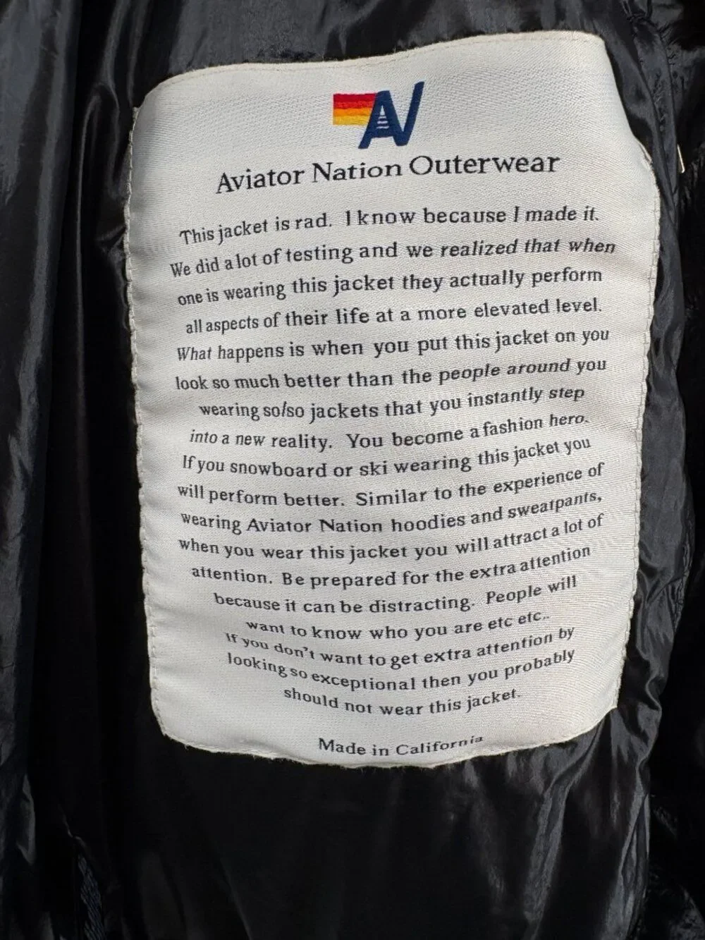 Aviator Nation Bolt Luxe Apres Puffer Jacket Black S